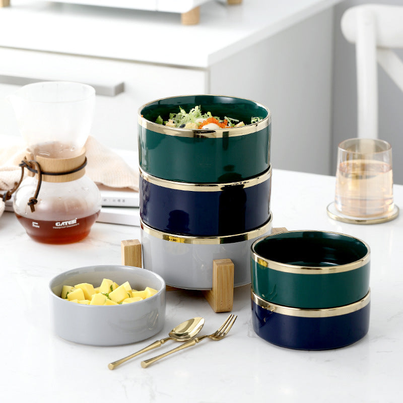 Precious wood ceramic feeding bowl