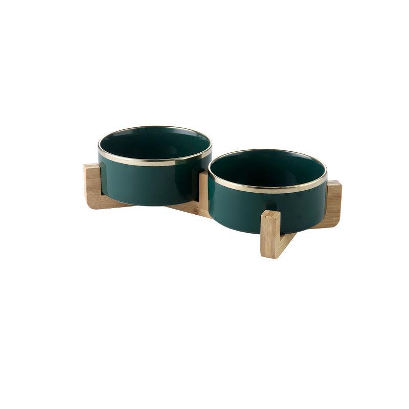 Precious wood ceramic feeding bowl