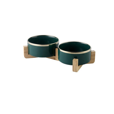 Precious wood ceramic feeding bowl