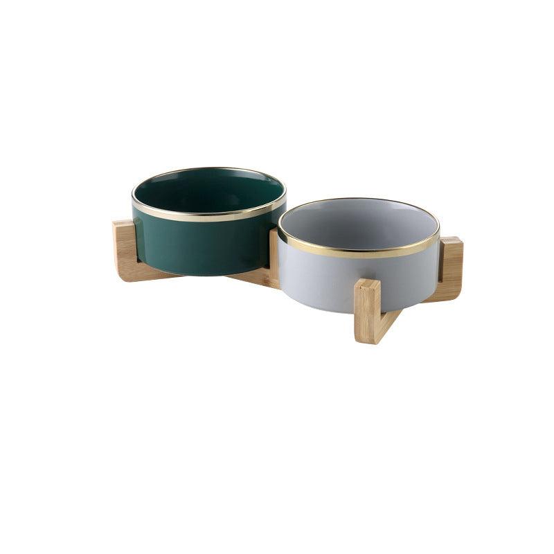 Precious wood ceramic feeding bowl