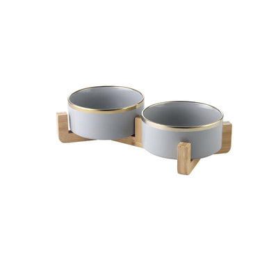 Precious wood ceramic feeding bowl