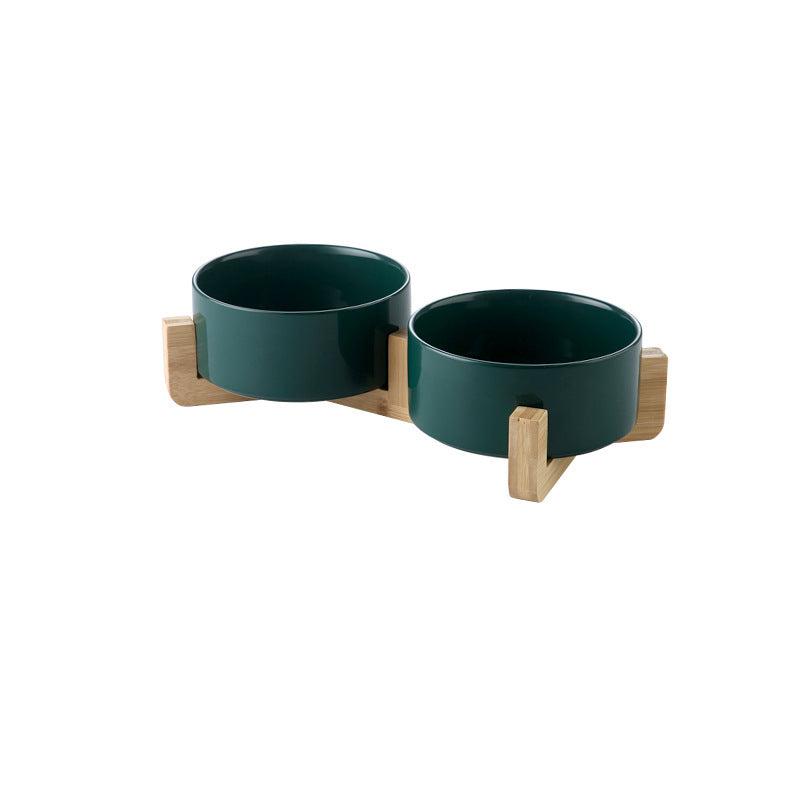 Precious wood ceramic feeding bowl
