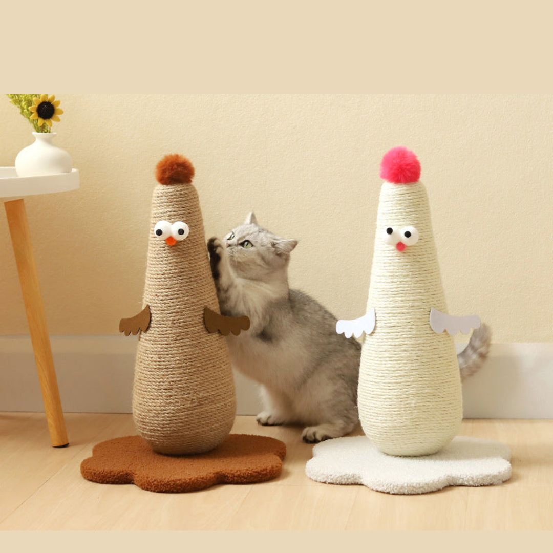 Sisal cat scratching post in chicken look