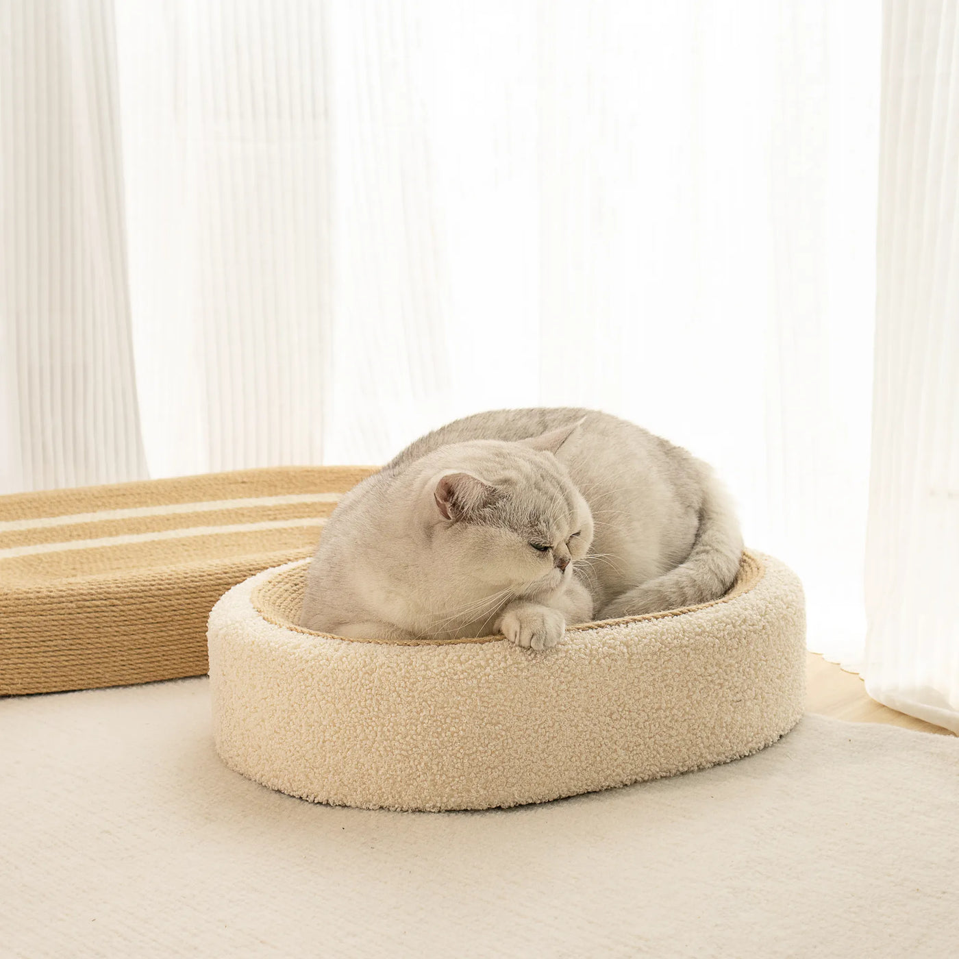 Premium cat sisal scratching bed in beige