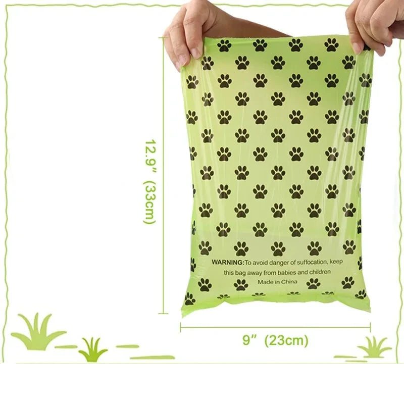 Environmentally friendly poop bags with practical dispenser