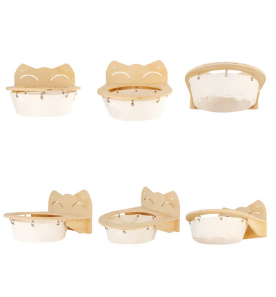 Hanging wooden cat basket