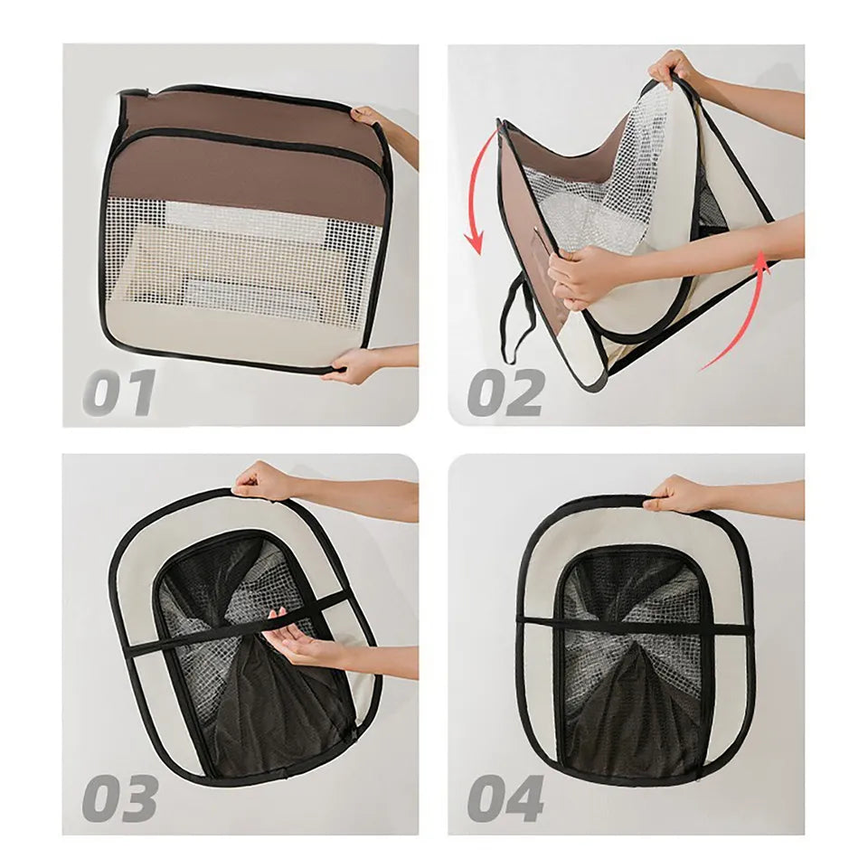 Stowable pet transport box